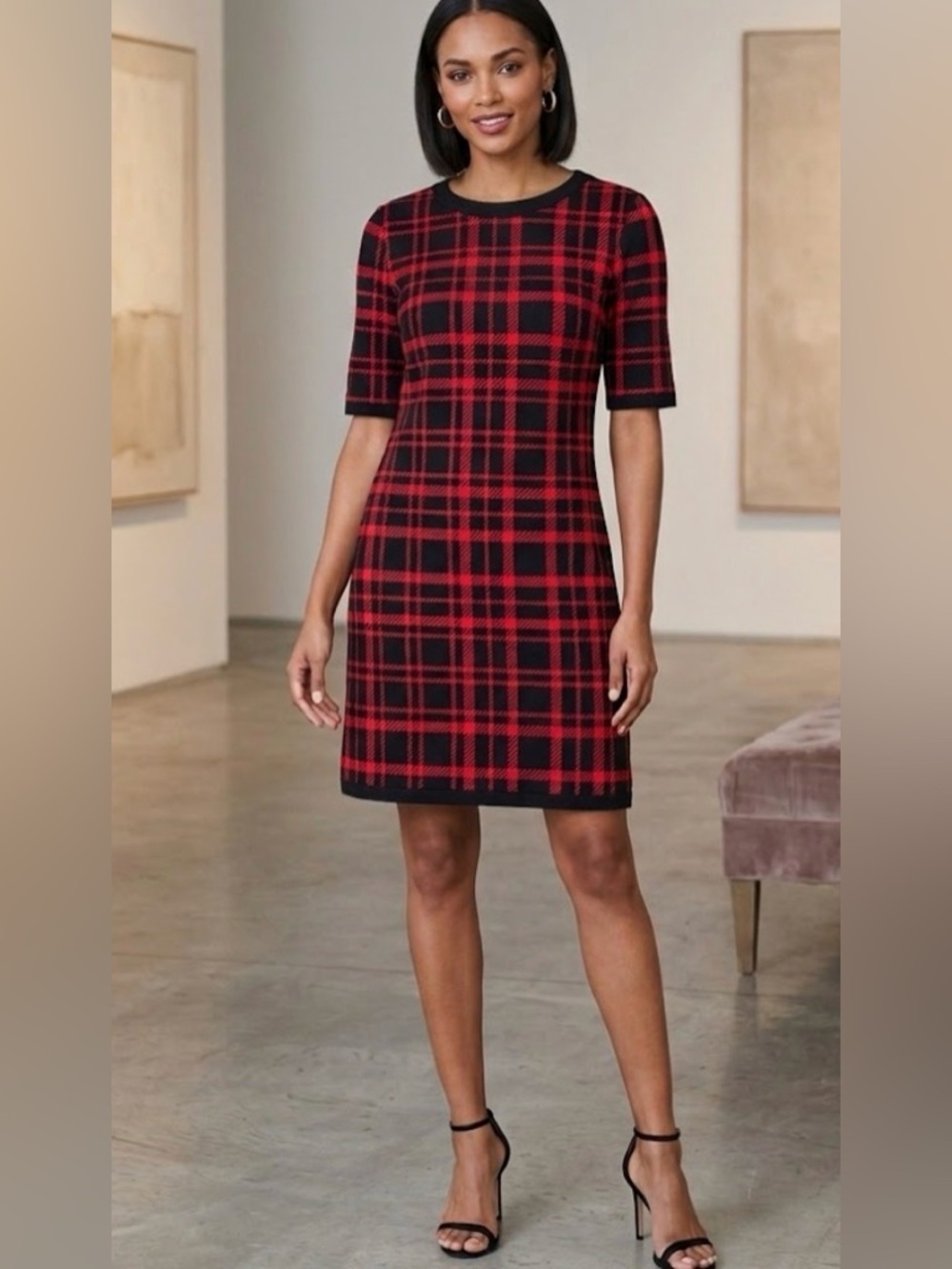 Jude Connally Louisa Tartan Plaid Shift Dress Size L